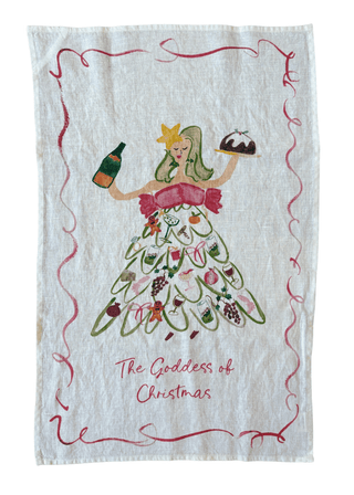 The Goddess of Christmas - Linen Teatowel - Iris & Stout