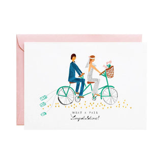 Tin Cans on the Tandem Wedding Greeting Card - Iris & Stout