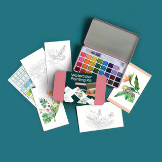 Tropical Florals Watercolor Painting Kit - Iris & Stout