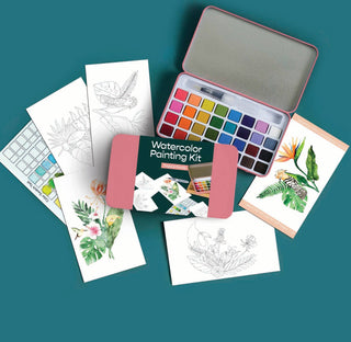 Tropical Florals Watercolor Painting Kit - Iris & Stout