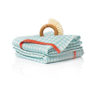 Two - Tone Gingham Kitchen Towels Aqua & Orange - Iris & Stout