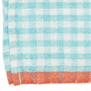 Two - Tone Gingham Kitchen Towels Aqua & Orange - Iris & Stout
