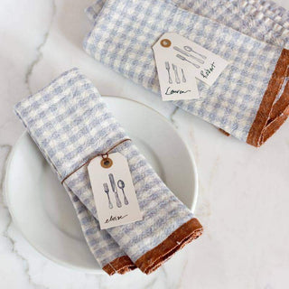 Two - Tone Gingham Kitchen Towels Blue & Cognac - Iris & Stout