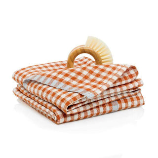 Two - Tone Gingham Kitchen Towels Cognac & Blue - Iris & Stout