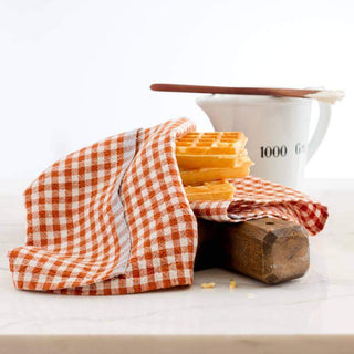 Two - Tone Gingham Kitchen Towels Cognac & Blue - Iris & Stout
