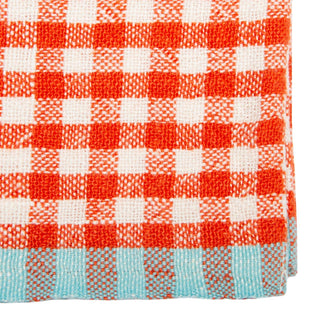 Two - Tone Gingham Kitchen Towels Orange & Aqua - Iris & Stout