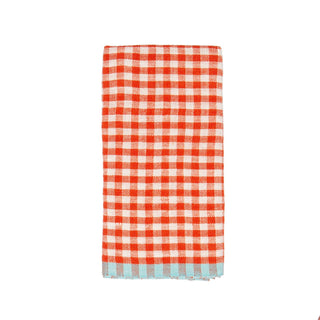 Two - Tone Gingham Kitchen Towels Orange & Aqua - Iris & Stout