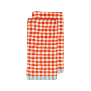 Two - Tone Gingham Kitchen Towels Orange & Aqua - Iris & Stout