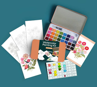 Zinnia Garden Watercolor Painting Kit - Iris & Stout