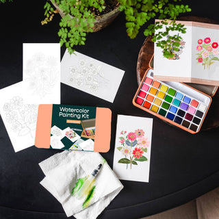 Zinnia Garden Watercolor Painting Kit - Iris & Stout