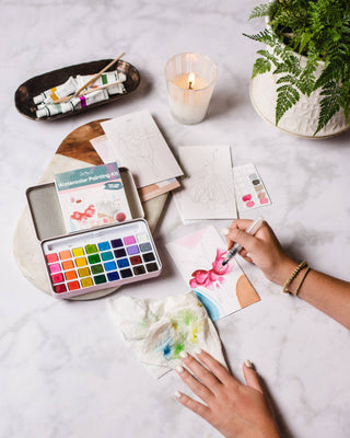 Zinnia Garden Watercolor Painting Kit - Iris & Stout