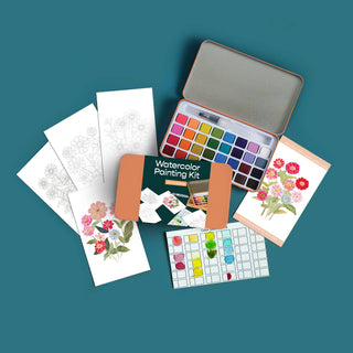 Zinnia Garden Watercolor Painting Kit - Iris & Stout