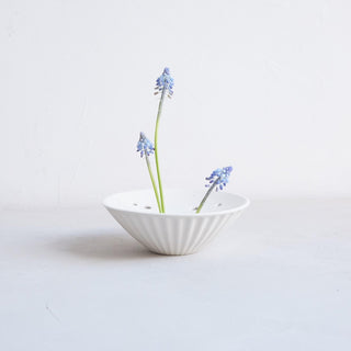 Ceramic Pleated Flower Frog Vase - Grand-Mère